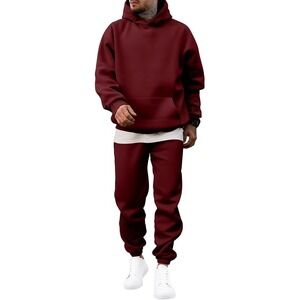 JMIERR Mens Tracksuit Set Hoodie Joggers Red Size L 2 Piece Sweat Suit New